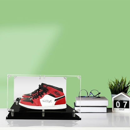 Acrylic Sneaker Display Case - Transparent Shoe Box. Sneaker Storage Boxes. Clear Stackable Boot & Shoe Case. Organizer Containers with Lids. Max Size 15. Self Assembly