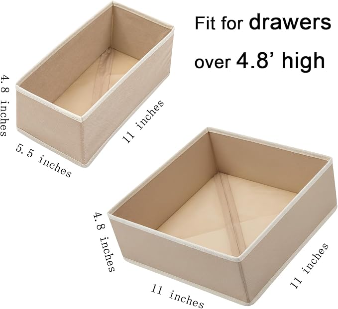Fabric Drawer Organizer Set 4 Pack Gray - Foldable Storage Drawers for Clothes Underwear Socks Bra Baby Dresser Closet Organizer