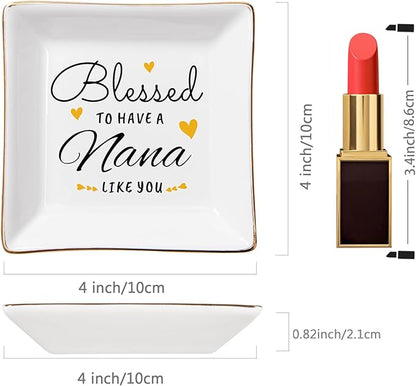 Piudee Nana Gifts, Gift for Nana Jewelry Dish -Blessed to have a nana like you Ring Trinket Dish, Nana Birthday Christmas Mother's Day Gifts, Nana Grandma Gifts from Grandkids Granddaughter
