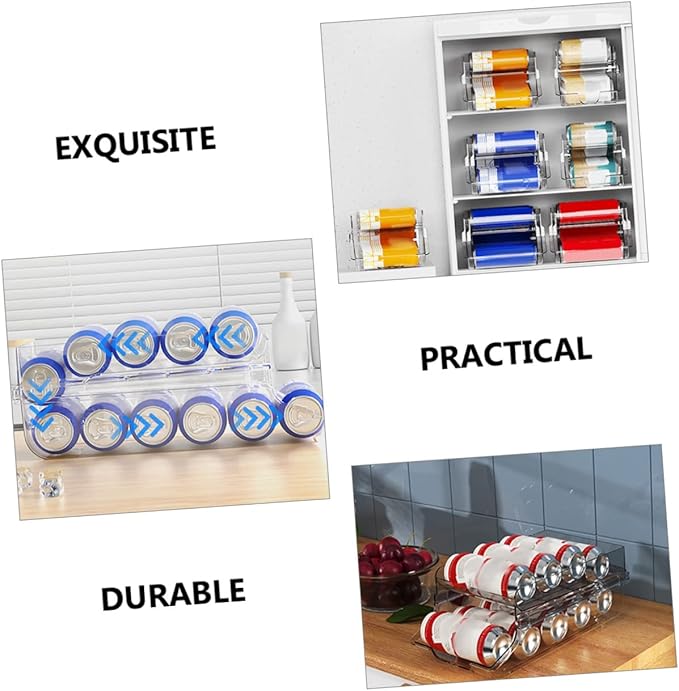 Luxshiny Clear Beverage Can Dispenser Double Storage Rack for Soda Beer and Canned Drinks Space Saving Organizer for Refrigerator Pantry and Cabinets Capacity