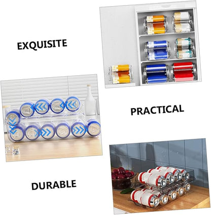 Luxshiny Clear Beverage Can Dispenser Double Storage Rack for Soda Beer and Canned Drinks Space Saving Organizer for Refrigerator Pantry and Cabinets Capacity