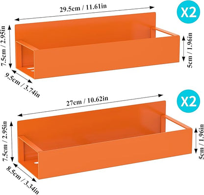 4 Pack Magnetic Spice Storage Rack Organizer for Refrigerator and Oven, Orange Fridge Organizers and Storage