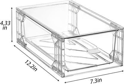 Stackable Pull-Out Storage Drawers，Easily Clean for Craft, and Toy Organization，Plastic Clear Organizer Bins with Handles for Kitchen Undersink，Cabinet，Fridge，Closet，Pantry，Office，Bathroom