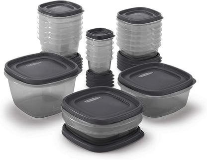 Rubbermaid EasyFindLids Food Storage Containers with SilverShield Antimicrobial Protection, 42-Piece Set, BPA-Free, Grey