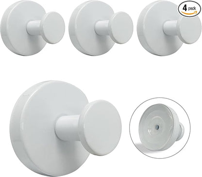 Welsa Suction Cup Hooks for Shower - 4 Pack, White - Stainless Steel, Strong Suction, No Drill, Removable Hanger, Tile Bathroom Kitchen Wall, Glass Door, Mirror Hook Hanging Robe, Towel Holder