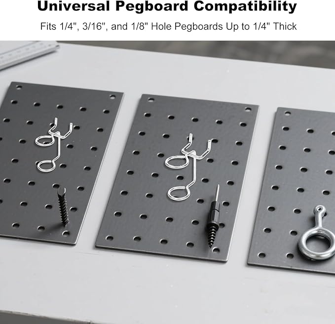 5Pcs Pegboard Screwdriver Holder Tool Organizers Double-Ring Peg Board Hang Tool Holders Hooks and Hangers for Screw Drivers Wrench Hammer Pliers Storage Accessories Wall Mount Tool Storage