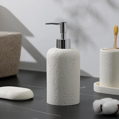 Haocoott Bathroom Accessories Set, 5PCS Modern Bathroom Accessory Set with Soap Dispenser, Mouthwash Cup & Toothbrush Holder, Qtip Holder, Tray