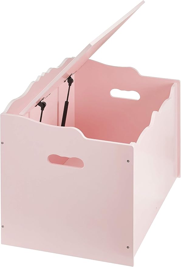 Amazon Basics Kids Wooden Toy Storage Chest with Safety Lid, Spacious Organizer for Bedroom, Pink, 30" x 18" x 19"