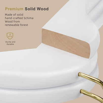 TOPIA HANGER Wooden Hangers 30 Pack, White Wood Coat Hanger with 360° Swivel Gold Hook, Non Slip Pants Bar and Shoulder Notches for Camisole, Jacket, Pants, Smooth Finish Clothes Hangers -CT34WG30