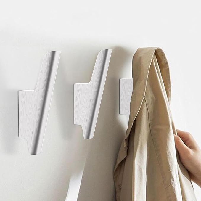 Wood Wall Hooks 4 Pack Coat Hooks Wall Mount White Wooden Hooks for Hanging Hat, Bag, Backpack, Rustic Coat Hooks for Wall, Wood Towel Hooks for Bathrooms and Entryway Hooks (White)