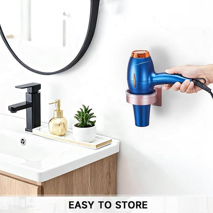 Oukimly Hair Dryer Holder Wall Mounted, Blow Dryer Holder, Hair Tool Organizer for Hair Dryer Storage Hanger, Adhesive Hairdryer Holder for Bathroom Barber Shop (Rose Gold)