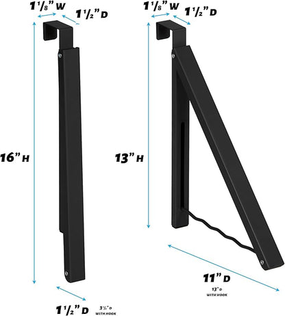 HOLDN’ STORAGE Over The Door Hanger - Single Foldable Rack Organizer for Hanging Clothes, Coats & Towels, Ideal for Dorm Rooms, Laundry, Bathrooms, Etc - Holds up to 20 LBs - Black (2 Pack)