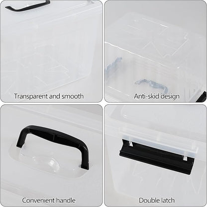 Sadstory 12 Quart Clear Latching Bin with Handle, Plastic Clear Tote Storage with Lid, 6 Packs