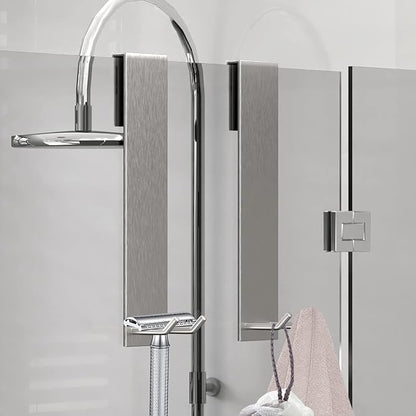 KITHOLD Shower Door Hook, Extended Length Frameless Shower Door Hook (7 Inches), Heavy-Duty Bathrobe Towel Stainless Steel Hook, No Drilling or Adhesive Required, 2-Pack, Silver