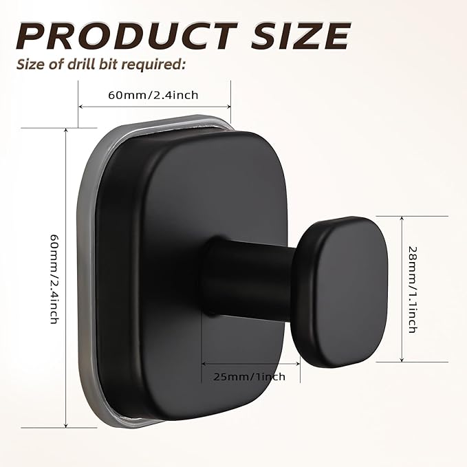 Supopular Heavy Duty Reusable Suction Cup Hooks for Kitchen/Bathroom/Shower - Wet-Proof Hooks for Towels, Robes, Loofah&Wreaths/No Drill Mounting on Glass, Tile, Metal (2, Matte Black)