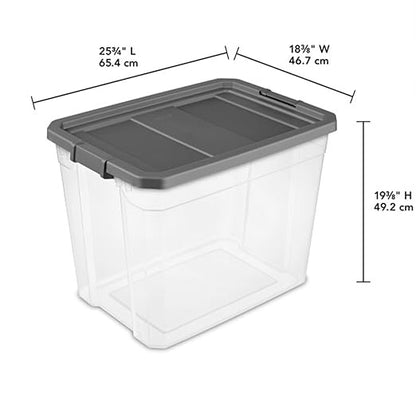 Sterilite 4-Pack Modular Stacker Box, Durable Clear Plastic Storage Bins with Latching Lids, 108 Quart - Stackable Organizing Container Boxes for Closet, Bathroom, and Office