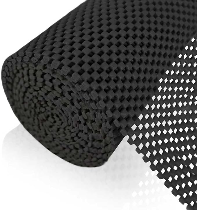 Shelf Liner for Kitchen Cabinet, Durable with Strong Grip, Non Adhesive Liners Protect Kitchen Cabinets and Cupboard, Pantry, Bathroom Drawers and Shelves, Desks-12" x 120" (Black)
