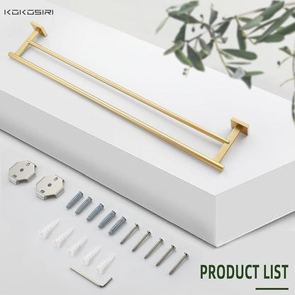 KOKOSIRI Bathroom Towel Bar 32'' Double Towel Holder for Bath Kitchen Cabinet Towel Rails 32 Inch Brushed Gold Stainless Steel B5005BG-L32