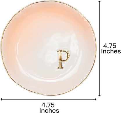 COLLECTIVE HOME - Ceramic Jewelry Tray, Decorative Trinket Dish for Rings Earrings Necklaces Bracelet Watch Keys, Birthday Mother's Day Christmas Gift for Women, 4.75", Colored Surface (P)