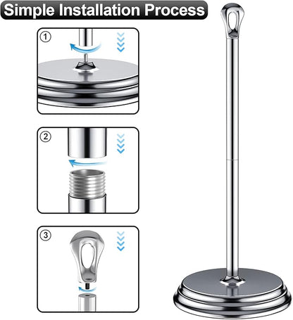 Toilet Paper Holder with Rustproof, Metal Free Standing Toilet Paper Stand Storage for Bathroom, Tissue Paper Roll Holder for Bathroom Accessories (Polished Chrome)