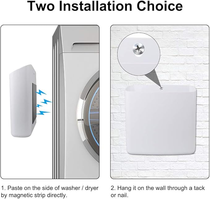 Lint Holder, Large Magnetic Laundry Bin for Dryer, Space-Saving Trash Container Hanging on Dryer, Washer or Wall Mount (White)