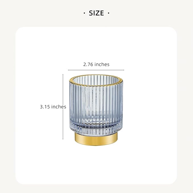 LEICURACE Makeup Brush Holder Organizer,Toothbrush Holders,Desk Pen Pencil Holder,Multifunctional Vintage Glass Brush Cup(A3-32-US)