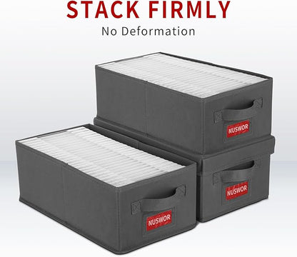DVD Storage Box - Perfect DVD Case Storage Solution, Stackable DVD Organizer with Lid, 2Pack DVD Holder 15.75 x 8.1 x 6.1 inches - Holds 50 DVDs - Grey, USNWDVD2S2
