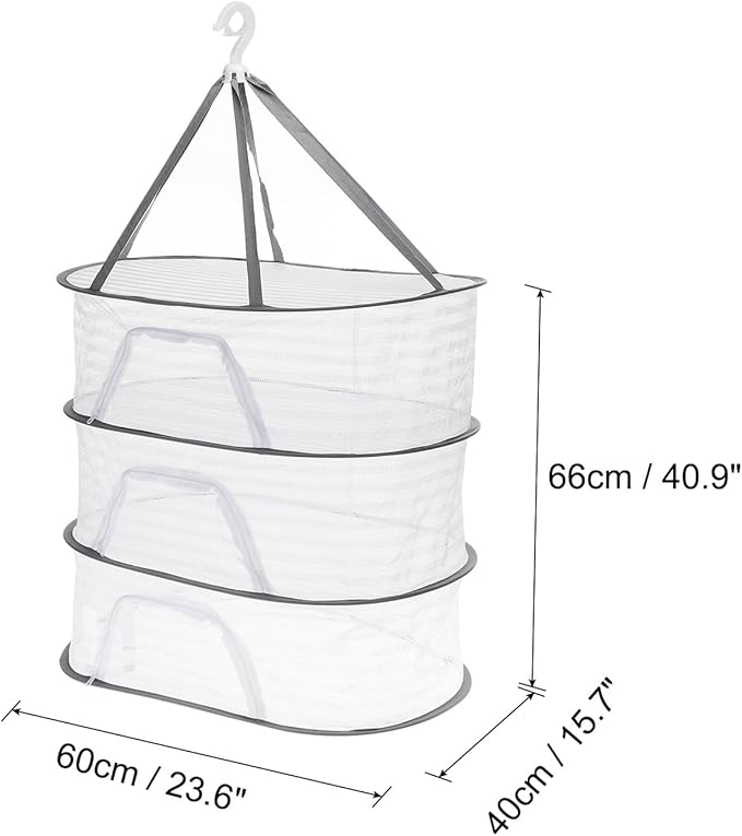PATIKIL Folded Mesh Clothes Hanging Dryer, 3-Tier Sweater Drying Rack Folding Laundry Drying Rack for Indoor, Outdoor, Sweater, Clothing, 23.6" x 15.7" x 40.9"