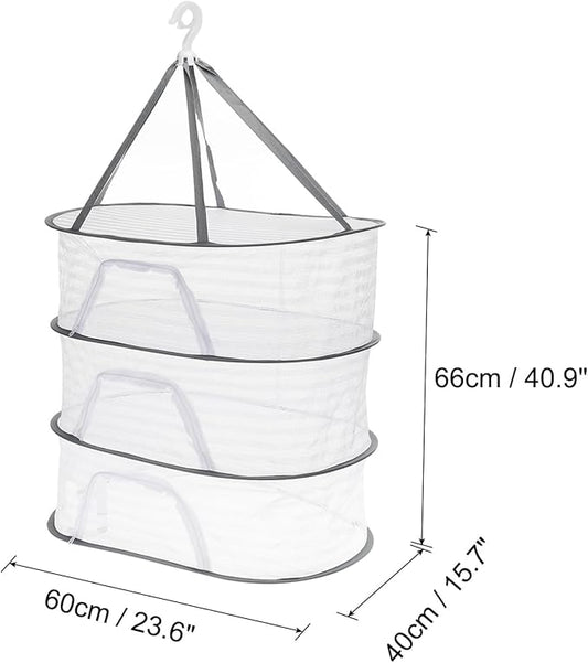 PATIKIL Folded Mesh Clothes Hanging Dryer, 3-Tier Sweater Drying Rack Folding Laundry Drying Rack for Indoor, Outdoor, Sweater, Clothing, 23.6" x 15.7" x 40.9"