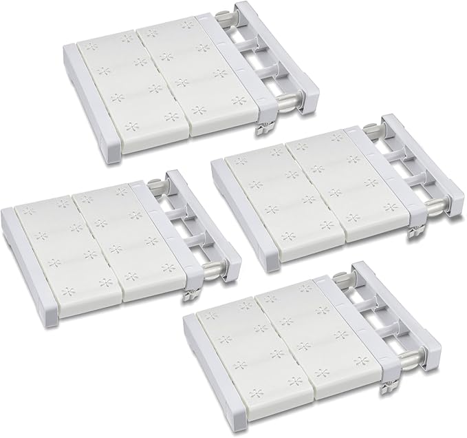 Gerrii 4 Pcs Closet Tension Shelf Rod Expandable Shelf Locker Organizer Adjustable Metal Storage Rack Scalable Layered Divider Separator for Cabinet Wardrobe Kitchen Bathroom (14.96''-23.62'')