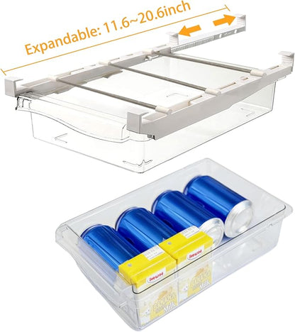 URALFA 2 Pack Fridge Drawer Organizer Egg Holder For Refrigerator Pull Out, Refrigerator Drawers for Fruit and Vegetable, Transparent Organization and Storage Box Fit for Fridge Shelf