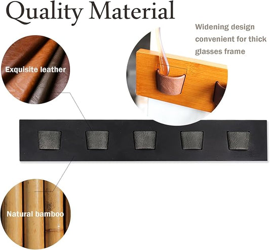 ACOCOFE Sunglass Organizer Wall Mount, Wood Eyeglass Storage Holder, Glasses Rack for Multiple Eyewear Display Men Women (Black-black)