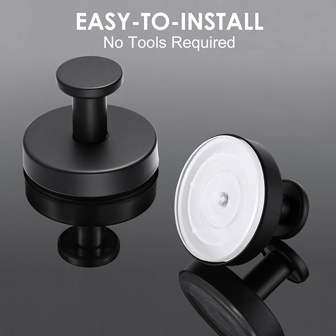 PZTO Suction Cup Hooks:Metal Hanger,for Galss Window Door & Tile Wall,Shower Bathroom Towel Holder Hanging Hook, 2 Pack (Matte Black)