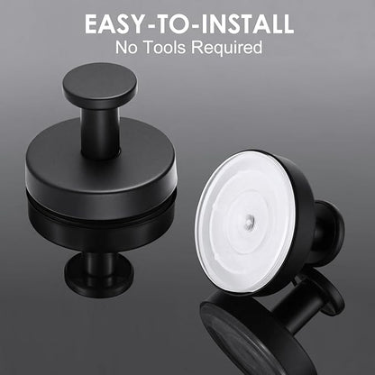 PZTO Suction Cup Hooks:Metal Hanger,for Galss Window Door & Tile Wall,Shower Bathroom Towel Holder Hanging Hook, 2 Pack (Matte Black)