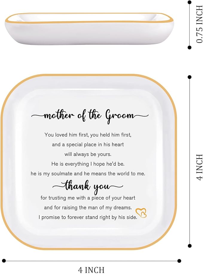 Mother of the Groom Gift from Bride – Wedding Jewelry Dish, Thank You Gift for Mom, Mother-in-Law, Future Mother-in-Law Keepsake Jewelry Tray