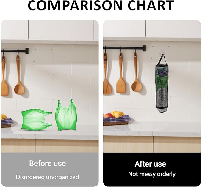 8PCS Door Hanging Plastic Bag Holder with 2PCS Hooks, Grocery Bag Storage Dispensers Black