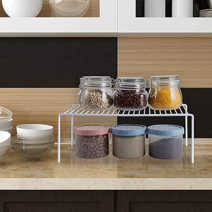 Redrubbit Large (15.7 x 9.4 Inch) Cabinet Storage Shelf Rack, Set of 6, Rustproof, Minimalist, White, Metal Steel, 6 Shelves, Kitchen, Bathroom, Bedroom, Freestanding, No Assembly Required