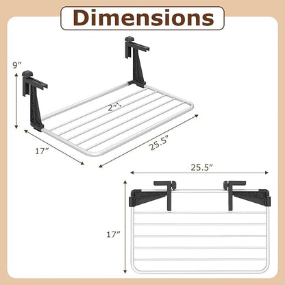 Tangkula Portable Clothes Drying Rack, Extendable Radiator Clothes Airer with Robust Aluminum Frame for Balcony Railings Windowsill, Folding Towel Rack for Indoor & Outdoor Use (Small)