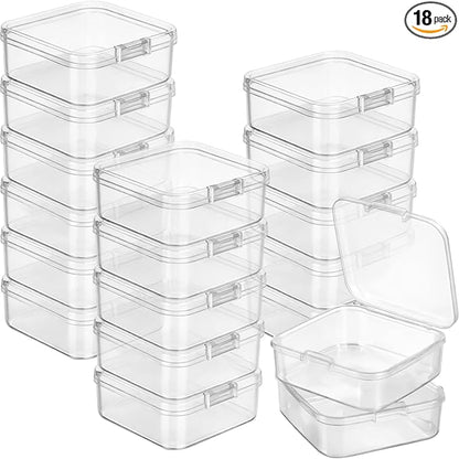 Jetec 18 Pieces Mini Plastic Clear Beads Storage Containers Box for Collecting Small Items, Beads, Jewelry, Business Cards, Game Pieces, Crafts (2.13 x 2.13 x 0.79 Inch)