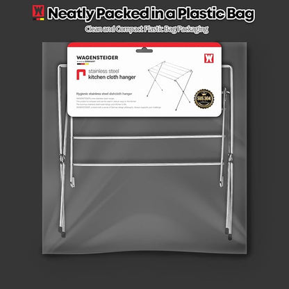 Stainless Steel Dishcloth & Towel Drying Rack for Kitchen Countertop, 6 Arms, Foldable Compact Design with Non-Slip Rubber Caps, Minimalist Storage, 11.02 in x 7.48 in x 10.63 in