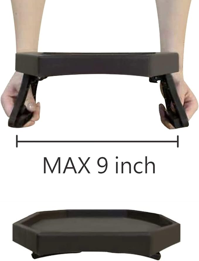 Sofa Arm Clip Table, Armrest Tray Table, Drinks/Remote Control/Snacks Holder … (Platic, Brown)