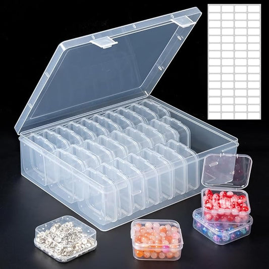 31 PCS Bead Organizer Box, Small Clear Plastic Bead Storage Cases, Rectangle Storage Containers, Suitable for Making Bracelets, DIY Jewelry Crafts, Nail Art, Small Item Organizer