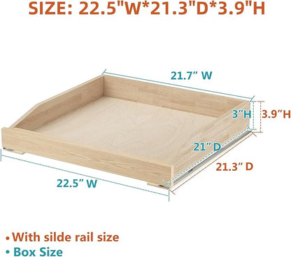 Pull Out Cabinet Drawer 22½” W x 21” D, Soft Close Pull Out Cabinet Organizer, Pull Out Shelves Requires At Least 23½” Cabinet Opening, Bottom Assembly