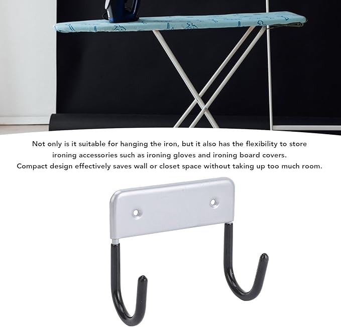 Ironing Board Hanger, Iron Wall Mount Holder for Laundry Rooms,Wall Mounted Iron Board Hook for Laundry Room Organization (Silver Gray)