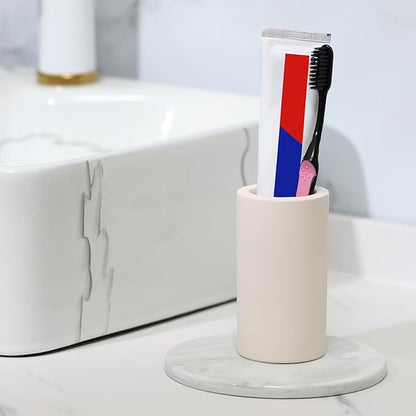 Coengwui Diatomite Toothbrush Holder for Bathroom Sink, Countertop Organizer, Quick Dry Stand Cup for Toothpaste, Razors, Makeup Brushes - Water-Absorbent & Quick-Drying (Beige, Height 4.3")