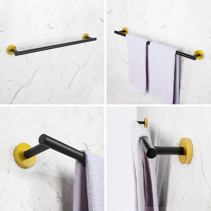24-Inch Bath Hand Towel Bar SUS 304 Stainless Steel Towel Rack Holder for Bathroom Wall Mount Black & Gold