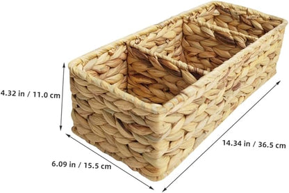 ABOOFAN Seagrass Box Rattan Storage Basket Handwoven Woven Storage Basket for Shelves and Desk