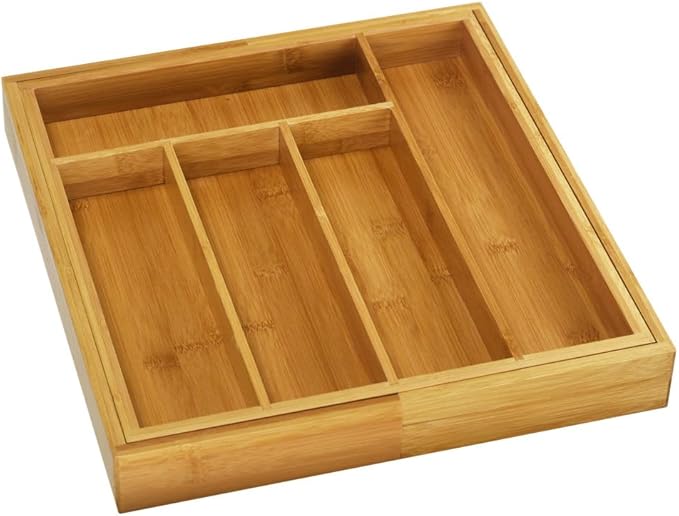 YBM Home 340v Drawer Organizer, 5 Compartments adjustable, Brown