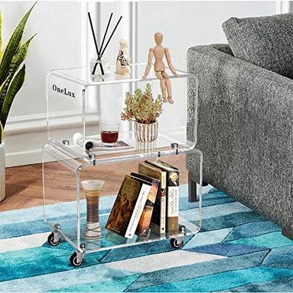 2119 Rolling Utility Cart Tower Rack for Kitchen Bathroom Laundry Dining Room Places,Acrylic Mobile Storage Cart On Wheels