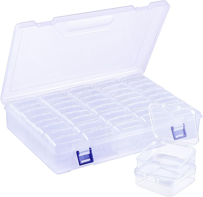 Funtopia 40 Pcs Bead Organizers and Storage, Small Clear Plastic Storage Containers with Lids, Mini Transparent Organizer Boxes for Jewelry, Toys, Beads, Small Parts and Crafts Accessories